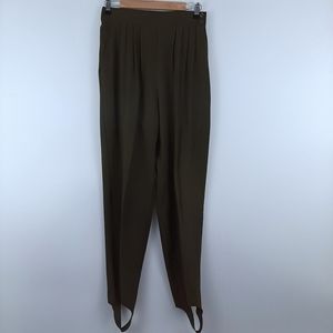 Vintage Army Green Pleated Stirrup Pull On Pants Size 12